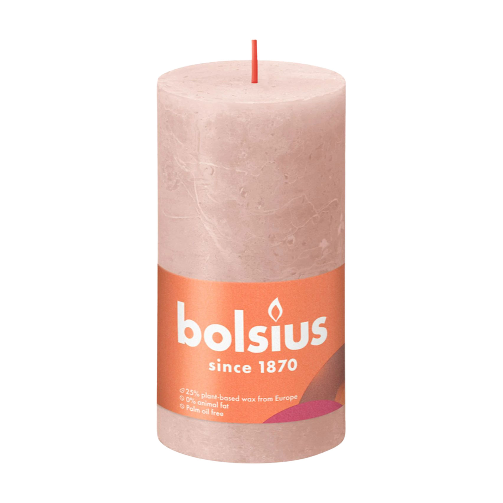 Циліндрична свічка Bolsius Rustic Shine Туманно-рожева, 130*68 мм