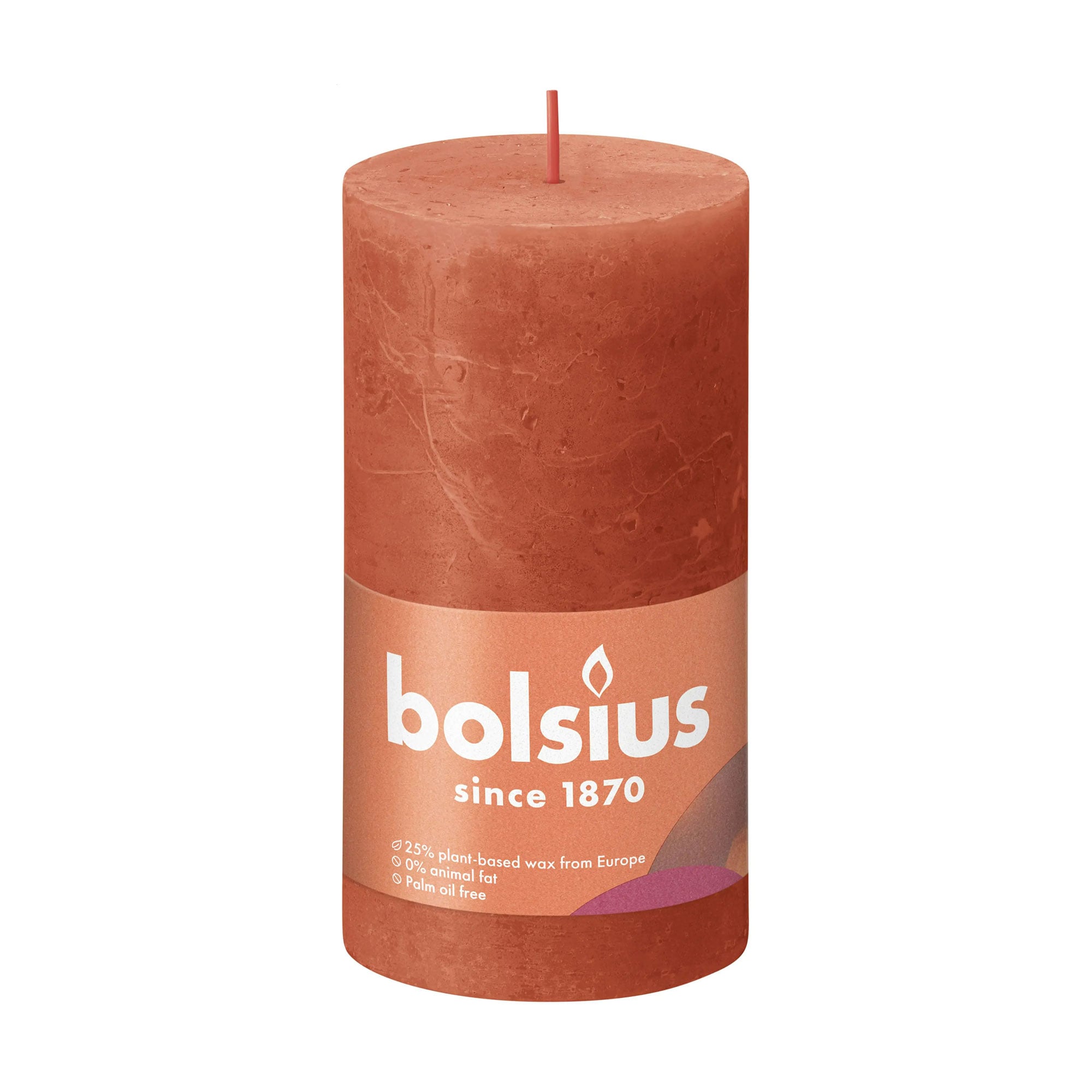 Циліндрична свічка Bolsius Rustic Shine Землистий помаранчевий, 130*68 мм